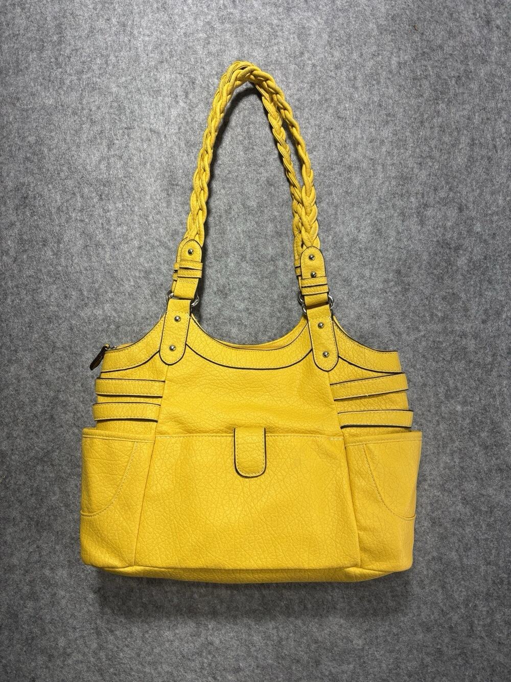 Rosetti Yellow Handbag Purse NWT Faux Leather Tote Braided Strap